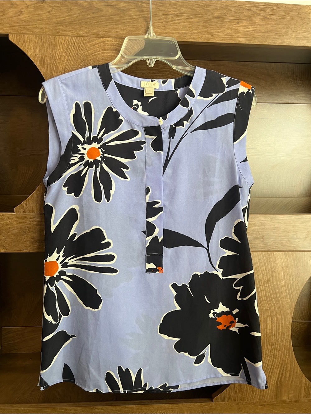 J. Crew Lavender Floral Sleeveless Camisole with Navy and Orange Accents